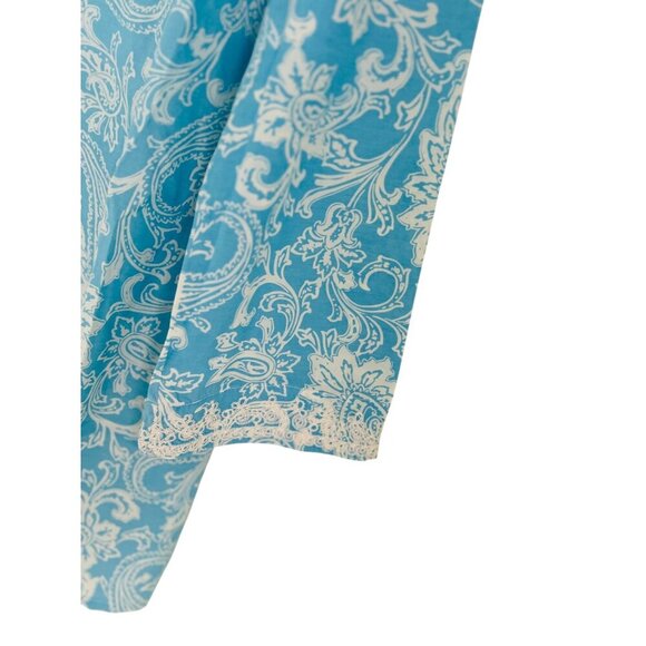 J. McLaughlin Tunic Silk Cotton Blue Paisley Lace Trim V-Neckline Size Large - Picture 3 of 8